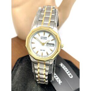 Citizen Women's Watch EW3144-51A Eco Drive White Dial Two Tone Stainless Steel